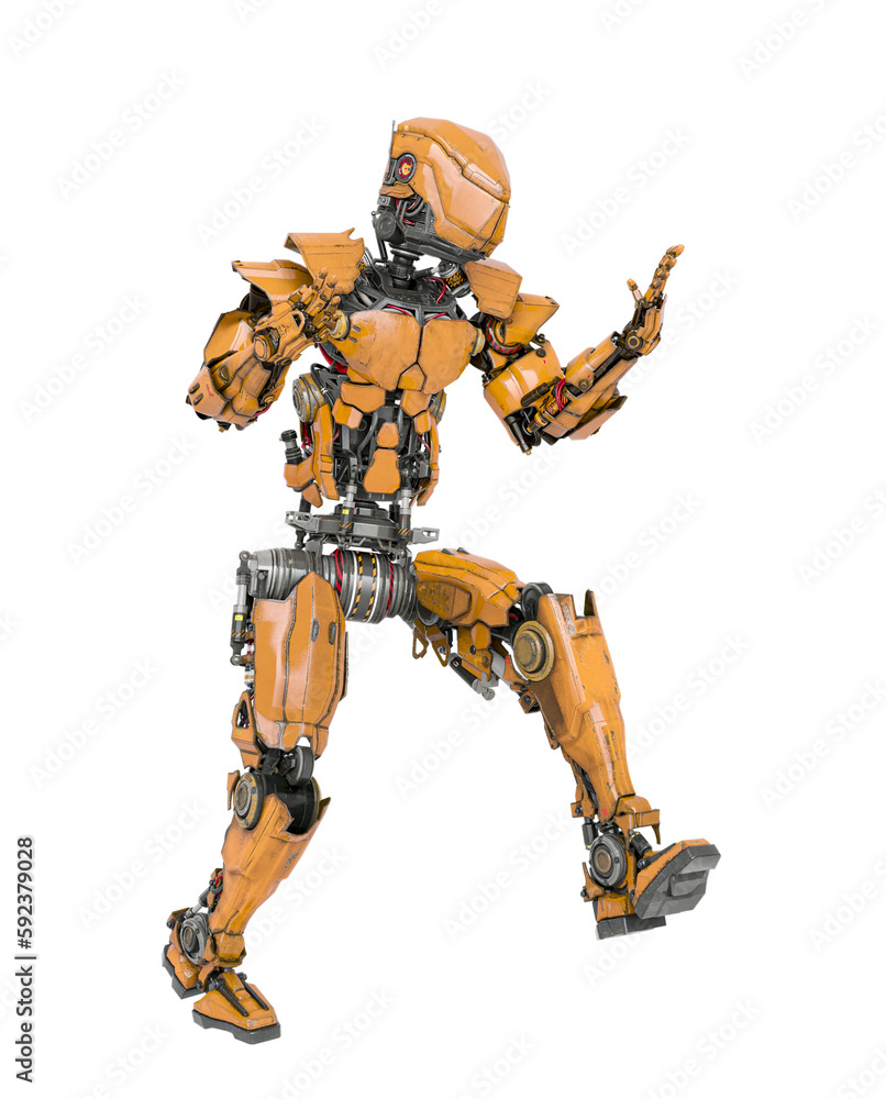 robot soldier is walking a bit worried robot soldier is walking a bit worried