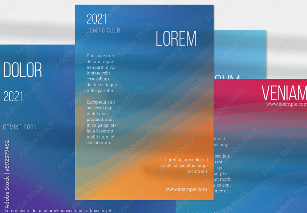 Flyer Layout with Futuristic Wavy Gradient Blend Shapes Stock Template ...