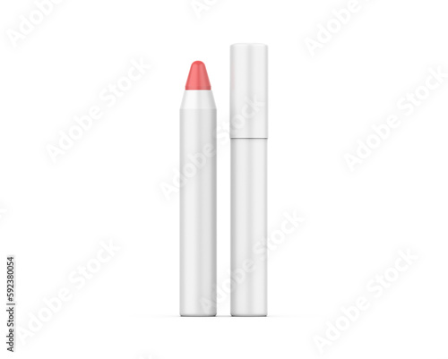 Blank lip color crayon for branding and mockup template  3d render illustration.