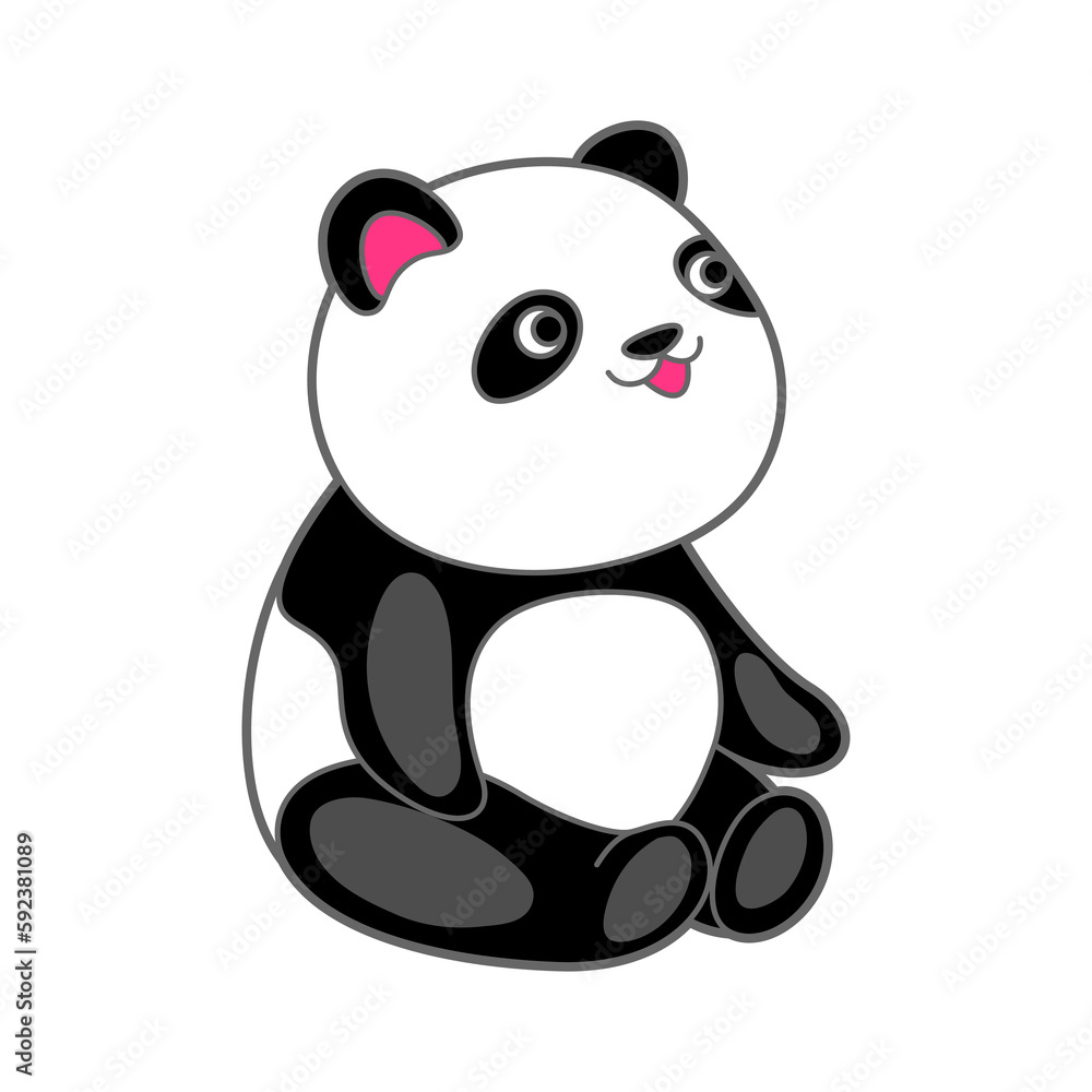 Kawaii cute illustration of little panda. Funny animal character in cartoon style. Kawaii cute illustration of little panda. Funny animal character in cartoon style.