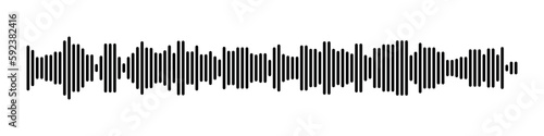 Sound wave or voice message icon. Music waveform, track radio play. Audio equalizer line. Vector illustration