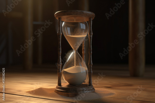 old hourglass with sand. ai generative