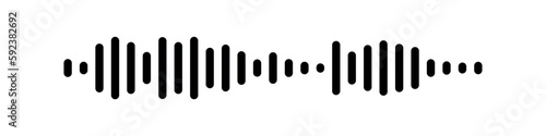 Sound wave or voice message icon. Music waveform, track radio play. Audio equalizer line. Vector illustration