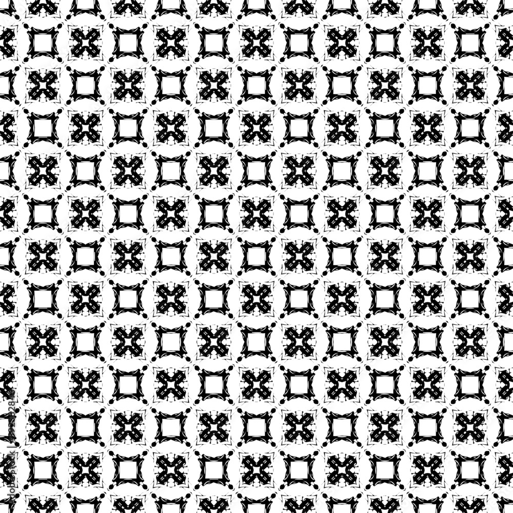 Black and white seamless pattern texture. Greyscale ornamental graphic design. Mosaic ornaments. Pattern template. Vector illustration. EPS10. Black and white seamless pattern texture. Greyscale ornamental graphic design. Mosaic ornaments. Pattern template. Vector illustration. EPS10.