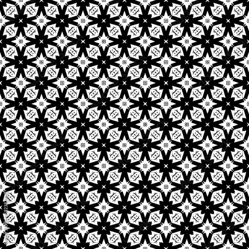 Black and white seamless pattern texture. Greyscale ornamental graphic design. Mosaic ornaments. Pattern template. Vector illustration. EPS10.