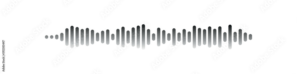 Sound wave or voice message icon. Music waveform, track radio play. Audio equalizer line. Vector illustration Sound wave or voice message icon. Music waveform, track radio play. Audio equalizer line. Vector illustration