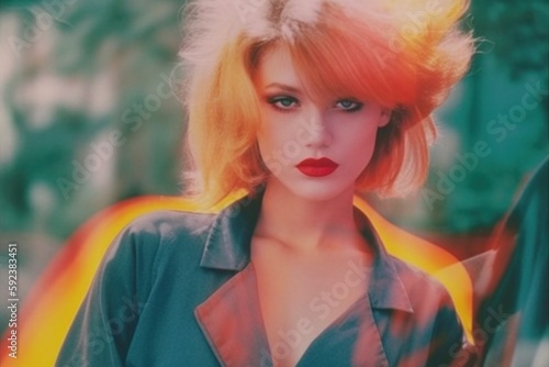 Fashionable blonde woman of the 80s