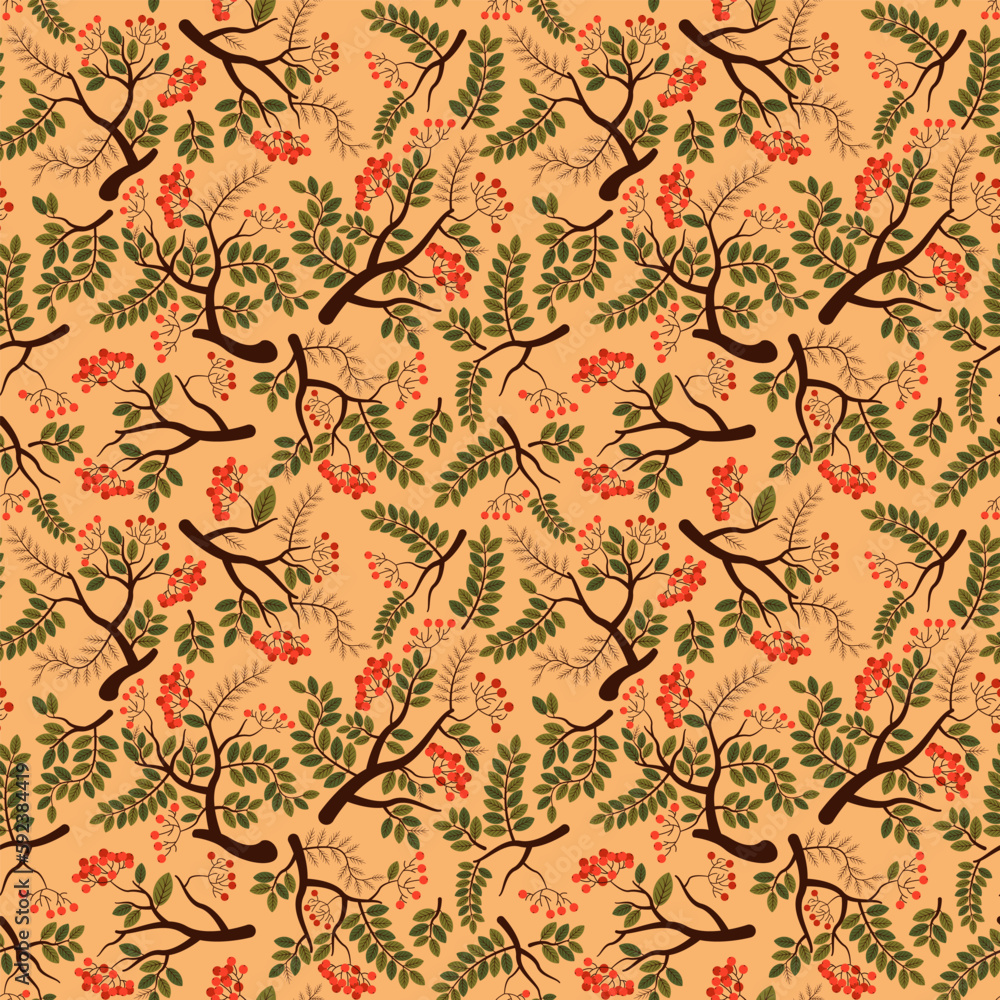 seamless pattern bright autumn viburnum seamless pattern bright autumn viburnum