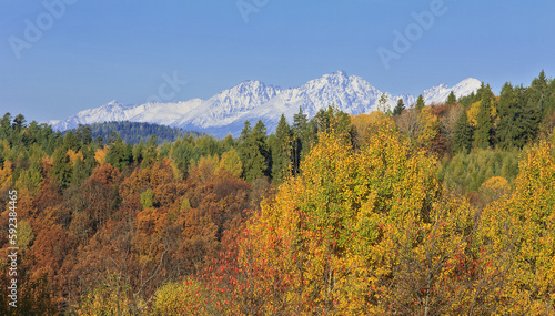 Autumn view on High Tatras mountains national park in Slovakia