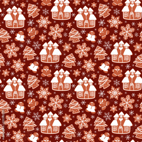 seamless pattern background with christmas gingerbread