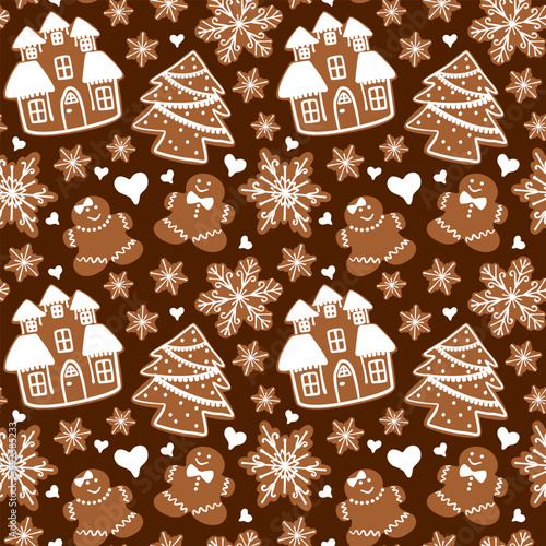 seamless pattern background with christmas gingerbread