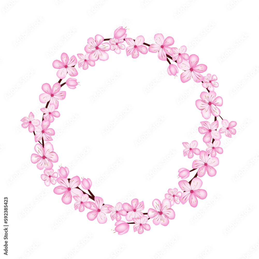 Sakura cherry blossom cirkle wreath flower design