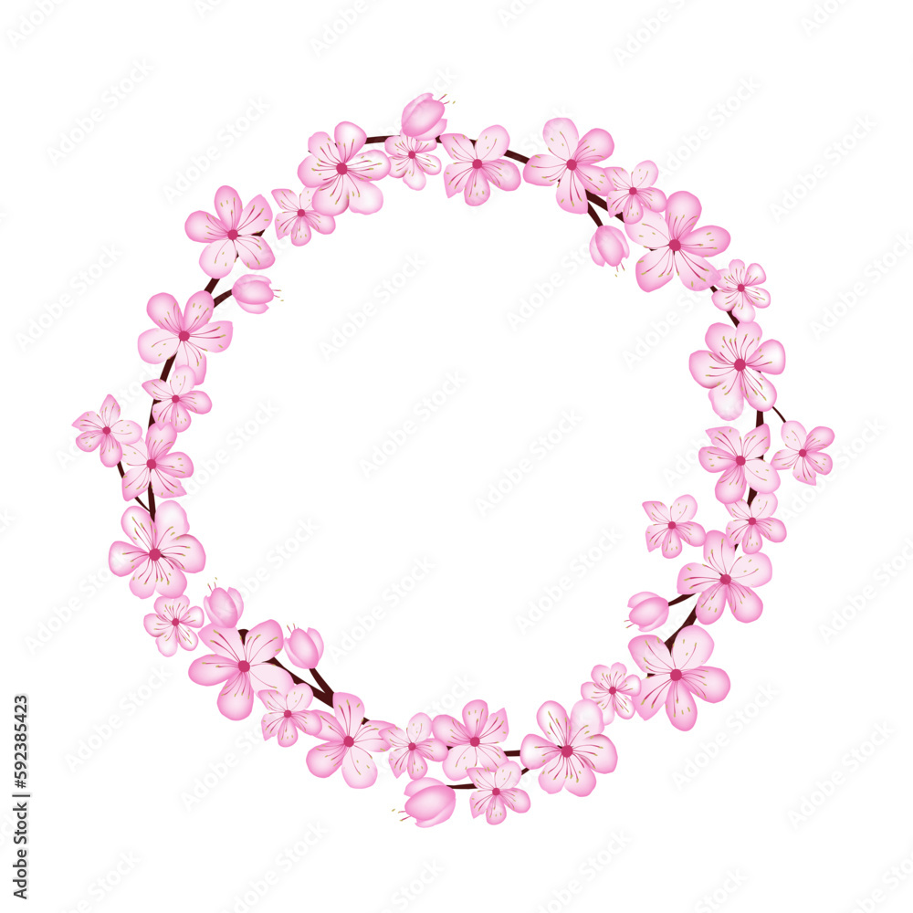 Sakura cherry blossom cirkle wreath flower design Sakura cherry blossom cirkle wreath flower design