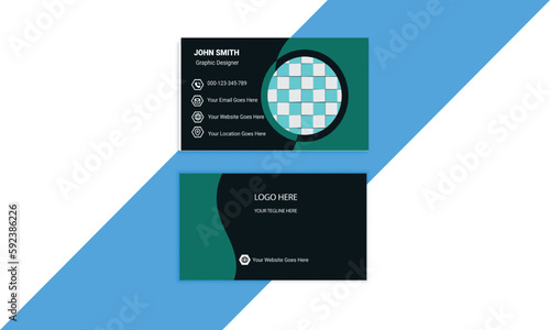 
 Professional modern presentation card with company logo. Striped Optical Illusion Business Card. Creative and modern business card template.