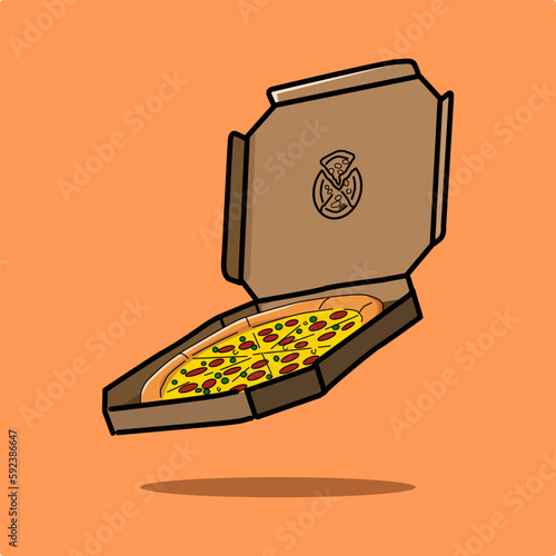 illustration pizza in a pizza box