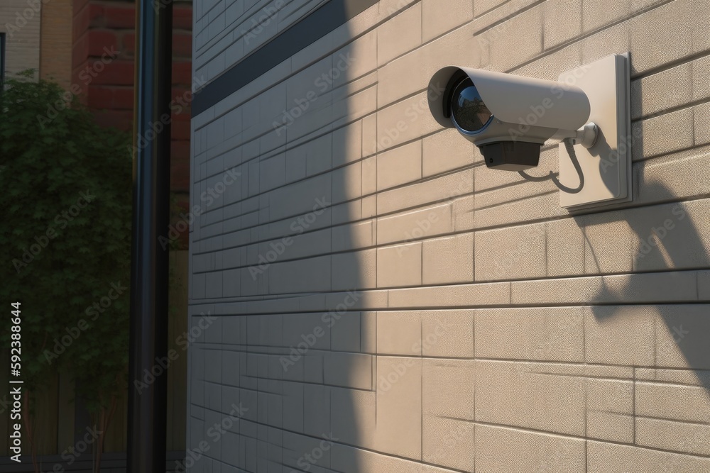 Security camera illustration, property security concept. Generative AI Security camera illustration, property security concept. Generative AI