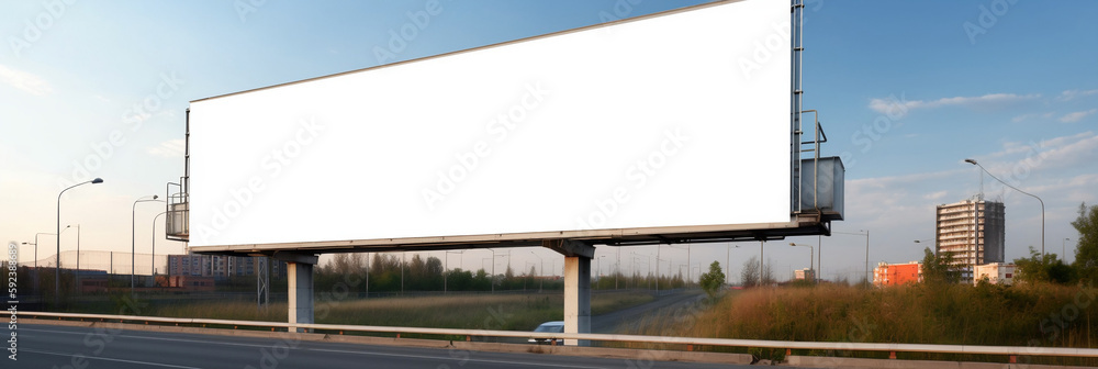 White billboard sign in blank for advertisement, generative AI
