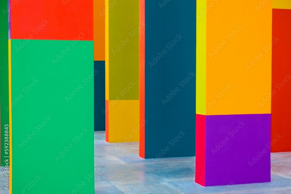 Abstract geometric patterns on concrete walls Abstract geometric patterns on concrete walls