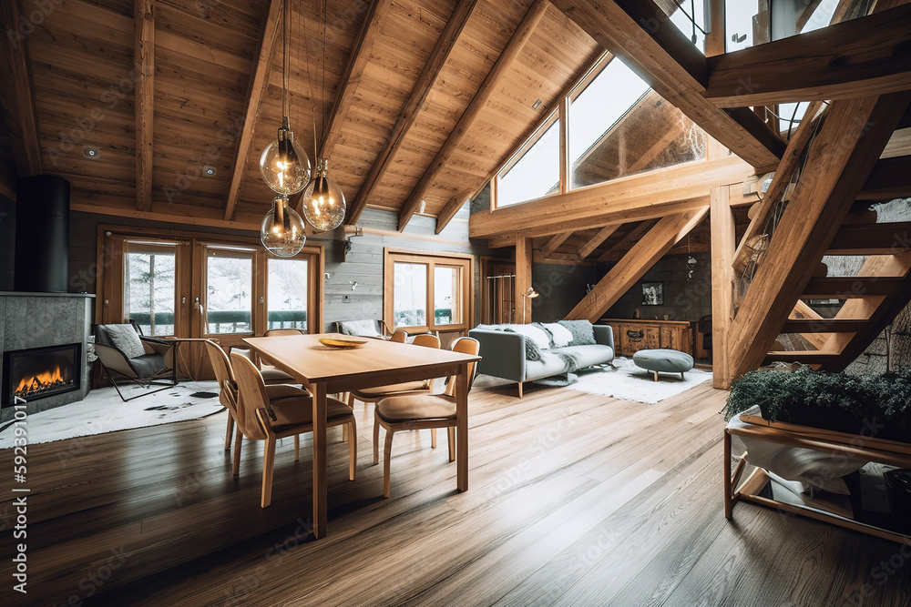 Fototapeta premium Interior of a luxurious chalet