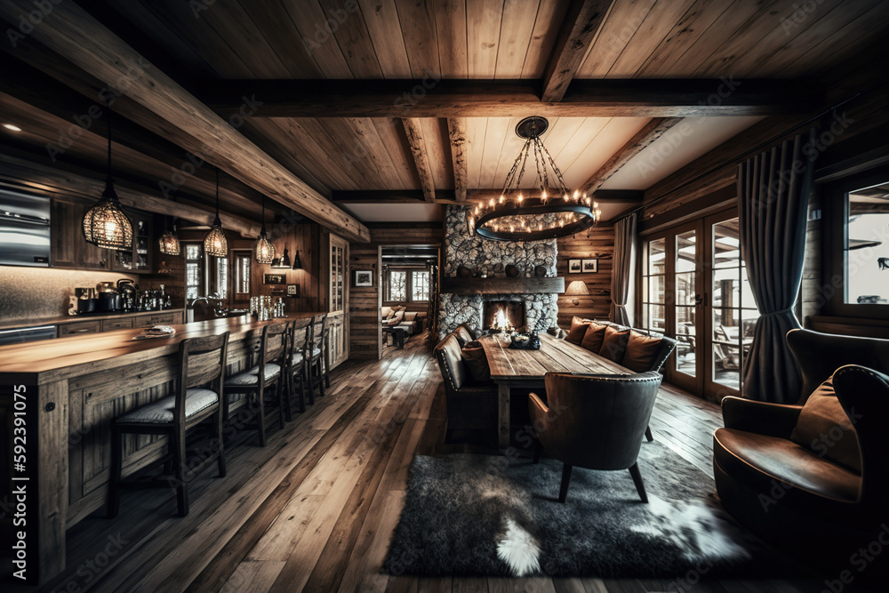 Interior of a luxurious chalet