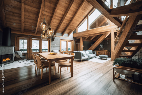 Interior of a luxurious chalet