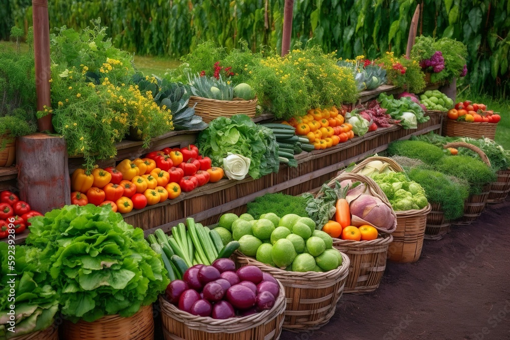 A beautiful garden with fresh vegetables