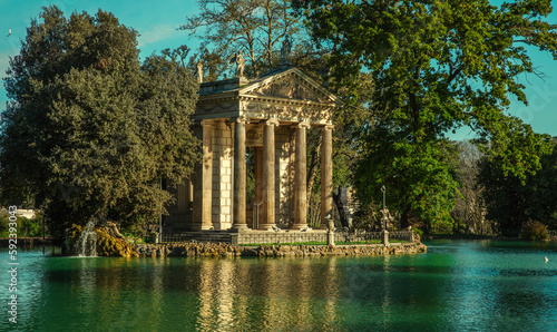 Temple of Aesculapius in Villa Borghese gardens in Rome, Italy