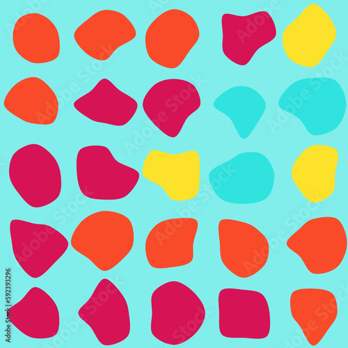 Set of 25 colorfull vector abstract art blob shapes with 8 points. Known as blotch shapes, liquid organic elements, pebble drops blob silhouettes and splashes. Use as pattern background.