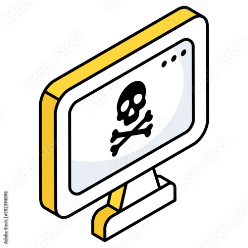 A flat design icon of web hacking 