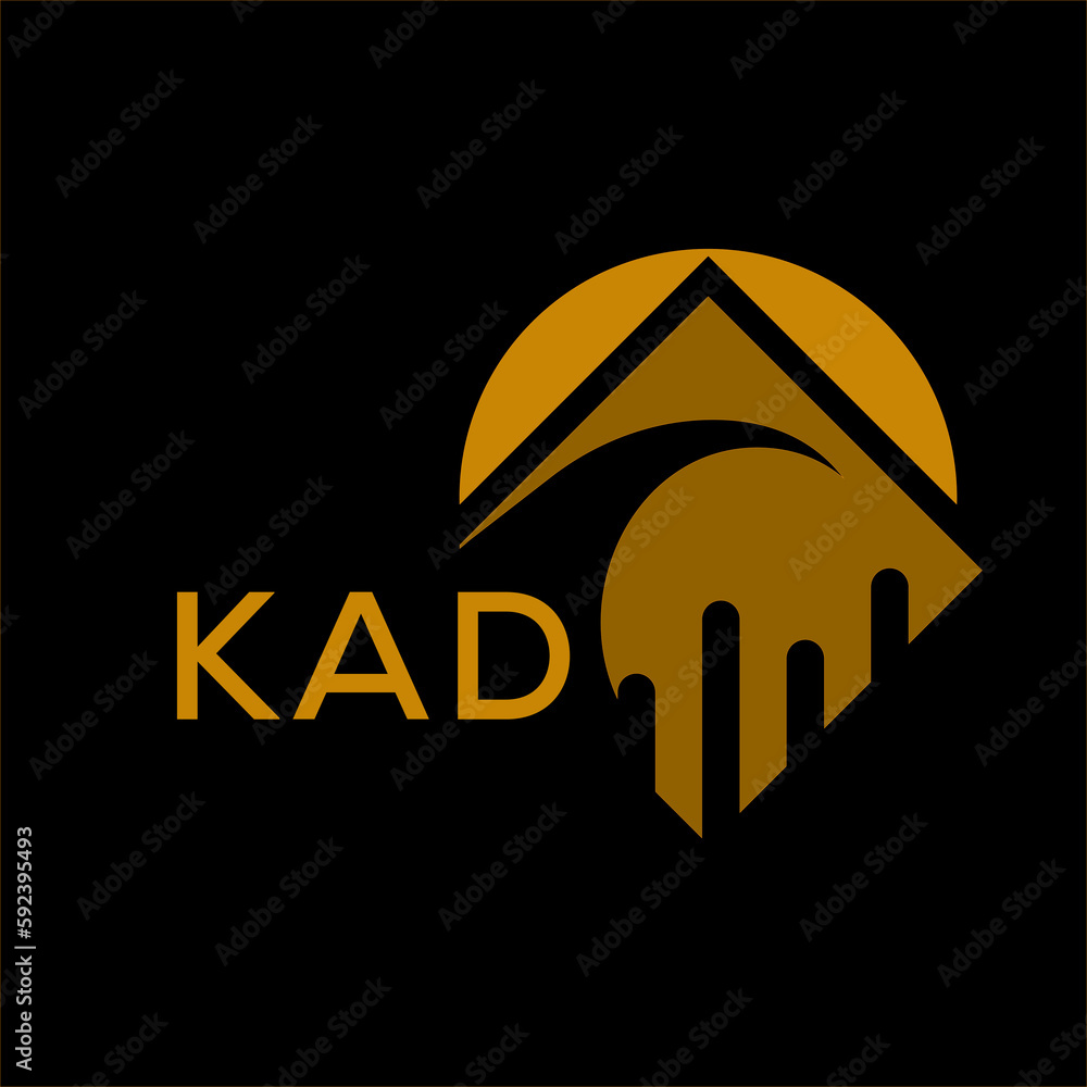 KAD golden color letter logo. KAD golden image on black background ...