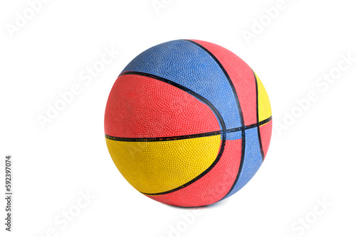 Tricolor basketball white background, isolate.