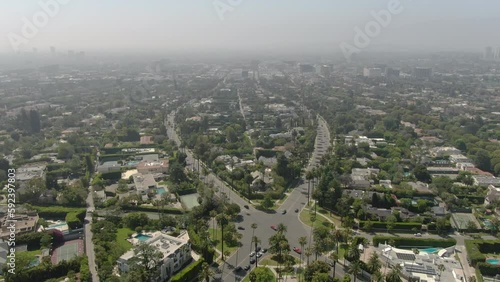 Beverly Hills Aerial Shot Beverly Dr Back Los Angeles California USA photo