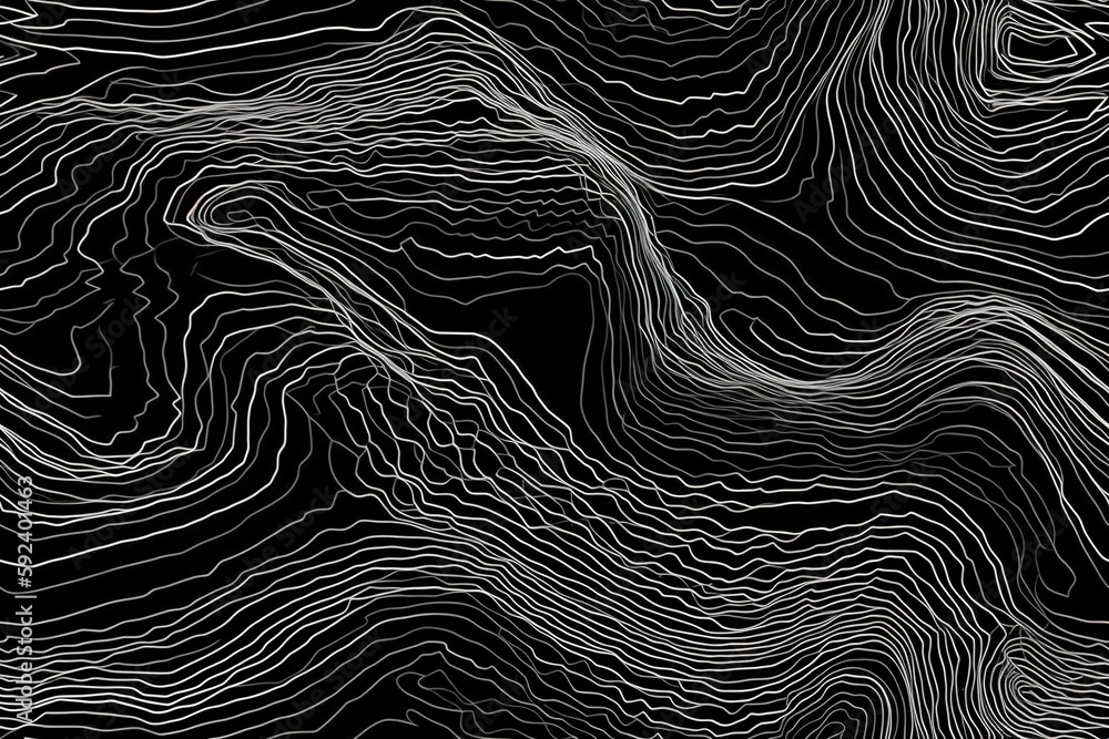 Black and white topography map lines background. Generative AI. Stock ...