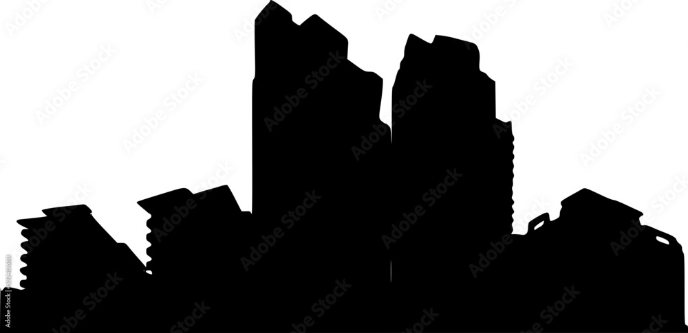 city skyline silhouette vintage type silhouette logo icon