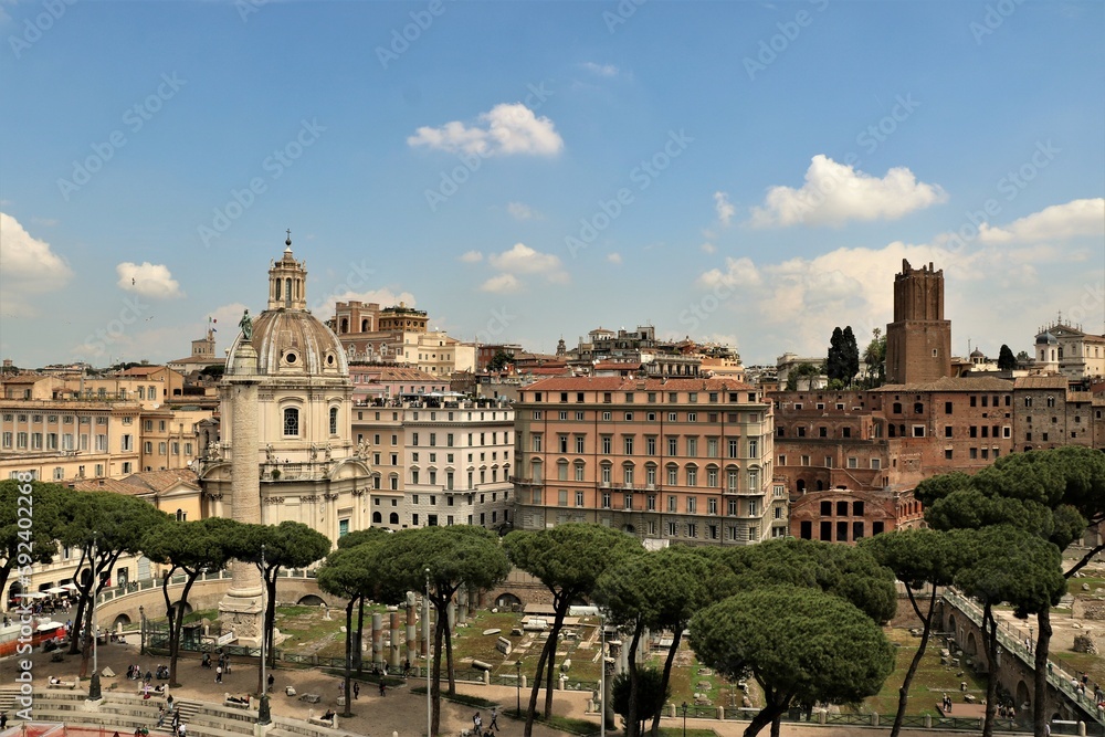 view of Rome with ancient ruins