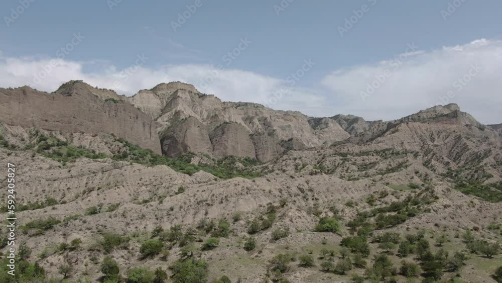 Panoramic view of beautiful unique rock formations in georgia mountains. Vashlovani national park. Panoramic view of beautiful unique rock formations in georgia mountains. Vashlovani national park.