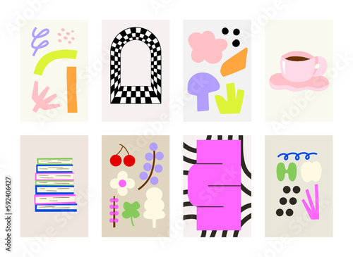 Poster gallery abstract colorful hand drawn. Wall art for bedroom, Living room and office decor. Hand drawn vector design elements.