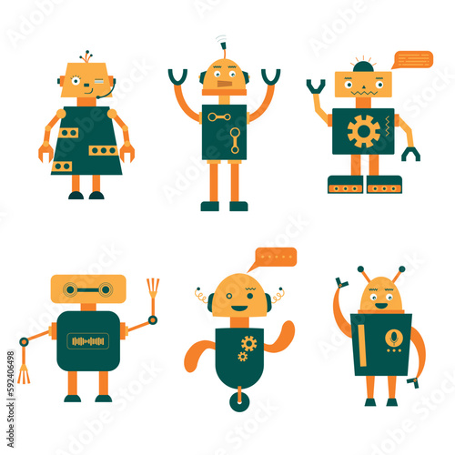 Set of Robot Characters.
