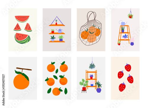 Poster gallery abstract colorful hand drawn. Wall art for bedroom, Living room and office decor. Hand drawn vector design elements.