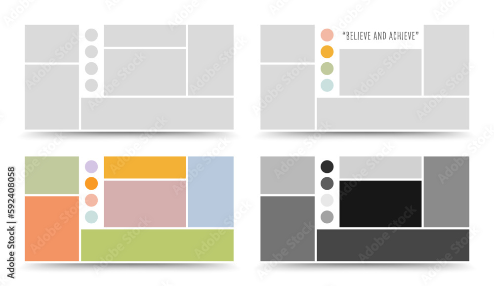 Moodboard template. Photo collage layout. Minimalist Moodboard. Stock ...