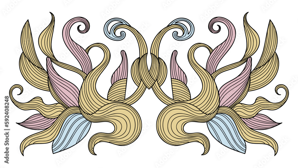 Divider - decorative design element with floral pattern in art nouveau style. Hand drawn vector illustration. Divider - decorative design element with floral pattern in art nouveau style. Hand drawn vector illustration.