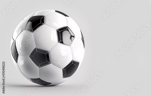 Soccer ball on a light background. Banner. Generative AI