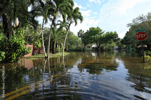 Twenty five inches of rain in 24 hours floods local Fort Lauderdale neighborhood streets.