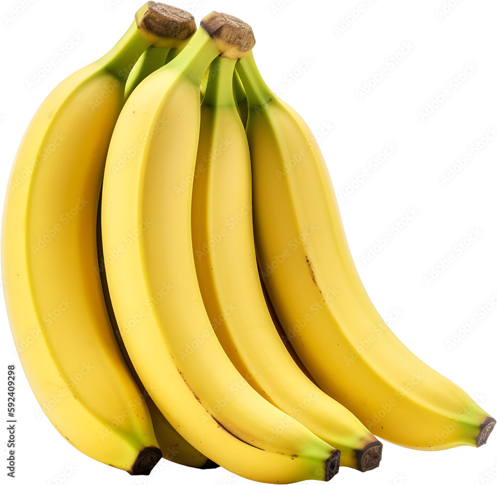A bunch of yellow bananas on a transparent background.