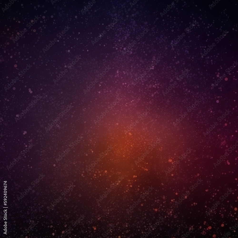 Dark grainy purple orange gradient background, glowing lights, noise grain texture - Generative AI