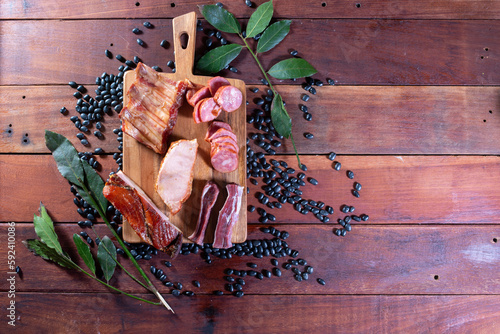 ingredients for brazilian traditional food feijoada photo