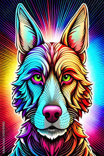 psychedelic dog generative ai