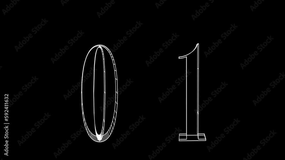 0,1 Numbers Animation Lines, Alpha Channel 0,1 Numbers Animation Lines, Alpha Channel