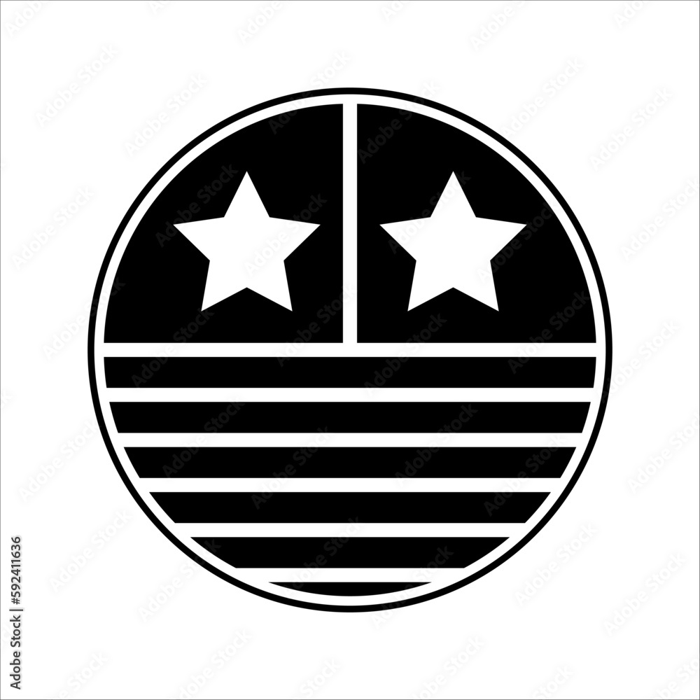 4th of July party star icon in collection with other item, on white background. 4th of July party star icon in collection with other item, on white background.