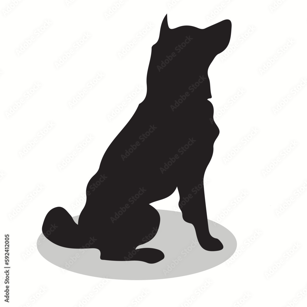 Ainu Dog silhouettes and icons. Black flat color simple elegant ainu dog animal vector and illustration.